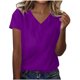 thumbnail image 1 of Blusas de Manga Corta para las Mujeres Verano Color Sólido V-Cuello Blusa de Manga Corta, Poliéster Casual Top para las Mujeres, Lavado a Mano Toda la Temporada, 1 of 4