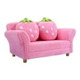 thumbnail image 1 of Pemberly Row Polyurethane Strawberry Kids Armrest Sofa with 2 Pillows in Pink, 1 of 11