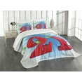thumbnail image 3 of Ambesonne Blue White Quilted Bedspread Set 3 Pcs, Abstract Balloons, King Size, Pale Green and Red, 3 of 5