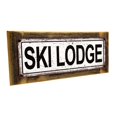 thumbnail image 1 of Framed Ski Lodge 4"x12" Metal Sign, Wall Décor for Vacation, Cabin, and Lakehouse, 1 of 4