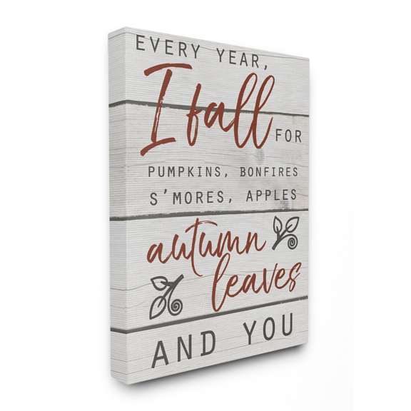 Stupell IndustriesEvery Year I Fall For You Red and Grey Typography Canvas Wall Art by Daphne Polselli