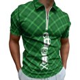 thumbnail image 1 of Polo de Travail Vert en Polyester Trèfle Trèfle Col Saint-Patrick pour Hommes, Mode Décontractée pour Hommes Saint-Patrick Impression Numérique 3D Col à Fermeture Éclair Manches Courtes, 1 of 5