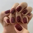 thumbnail image 2 of 24PCS- wine red square fake nails, silver glitter inlay, exquisite elegance, fashion generous, suitable for dating, dinner, 2 of 9