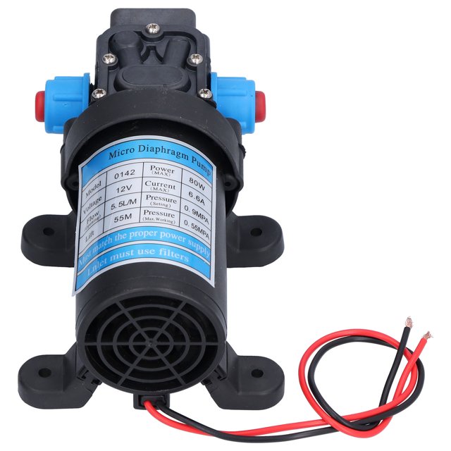 Bomba De Microdiafragma, Bombas De Autosucción De 80 W CC, Cabezal De 180,4 Pies, 5,5 L/min Para Lavado De Coches, Pulverización De Pesticidas Para Riego De Flores ANGGREK 12V(0142HB-12-80F)
