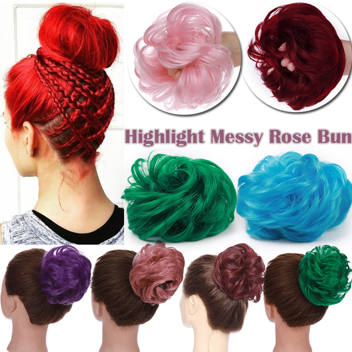 Benehair Hair Extension Wrap Hair Curly Ponytail Hairpiece Updo Extensions Scrunchies for Women Dark Purple - Walmart.com