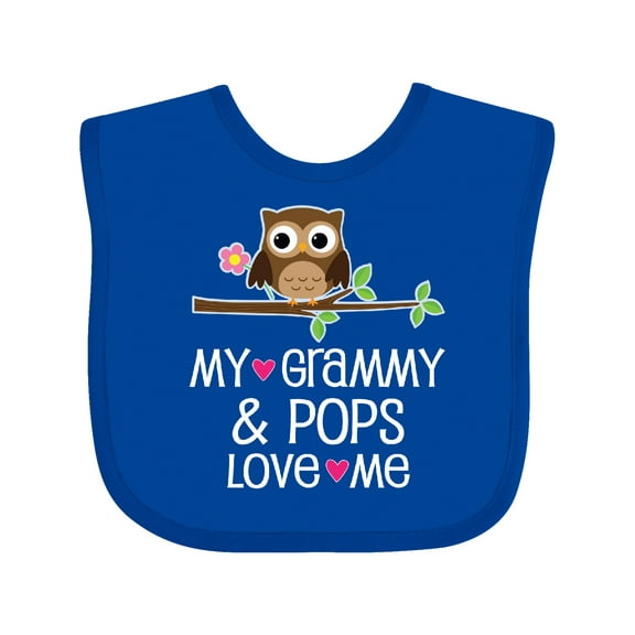 Inktastic Grammy and Pops Love Me Owl Girls Baby Bib