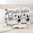 thumbnail image 4 of Pack of 2 Outdoor Pillow Covers 18x18 Inch Waterproof Kitchen Tableware Throw Pillow Covers,Decorative Couch Pillow Shams Protectors Red Love Heart Black Words Vintage Patio Cushion Pillowcases, 4 of 8