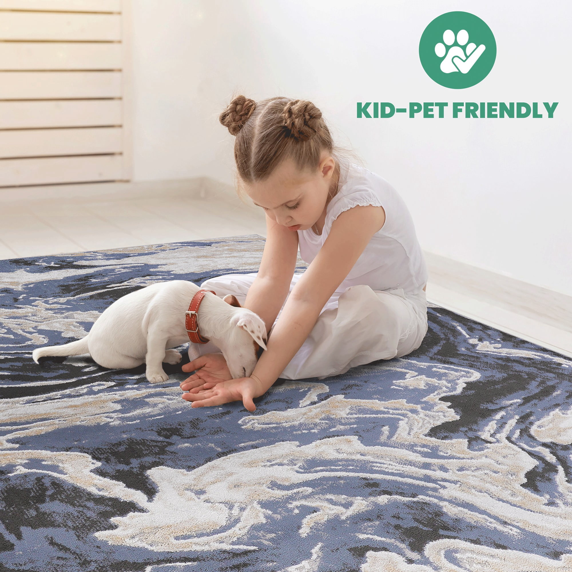 PAYAS Collection 6X9 Abstract Area Rug,Blue