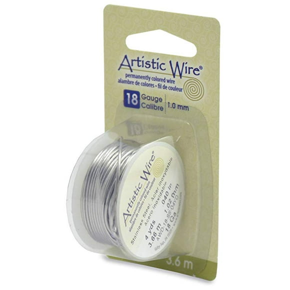 Artistic Wire Beadalon, Calibre 18, Inoxydable, Fil d'Artisanat de 4 M (7,1 M), Acier Brillant
