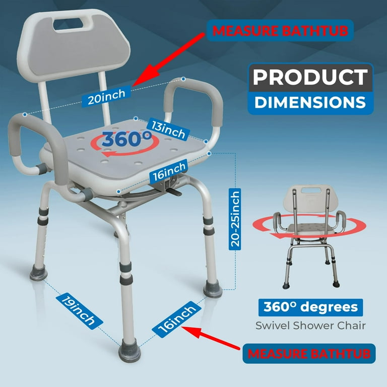 InnoEdge Medical Bath Seat for Seniors Handicap and Adults Premium Swivel Shower Chair for Elderly Walmart