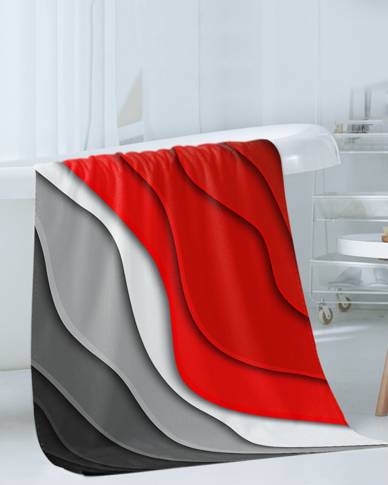 Red Black Ombre Bath Towels for Bathroom Set,Luxury Microfiber Towels Gifts for Women,Beach Kitchen Hand Hair Face Towel and Dish Washcloth,Modern Geometric Abstract Aesthetics Cream Towels+Set