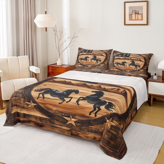 Castle Fairy Female Men Galloping Horse Twin Sheet Sets,USA Flag Bedding