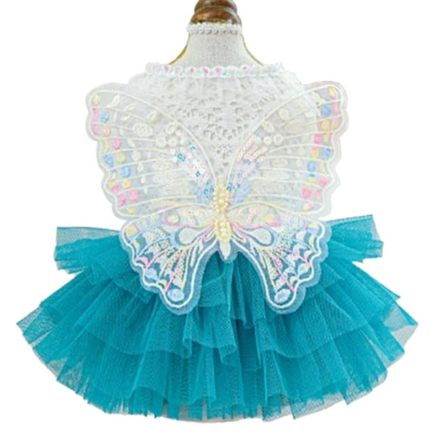 Vestido para perros ANIAC Butterfly con tutú azul para perros pequeños