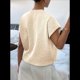 thumbnail image 4 of Suéter Acanalado para Mujer, Cuello Redondo, Corta, Corte Holgado, Tejido Floral, Tops Tipo Jersey. Albaricoque M, 4 of 8