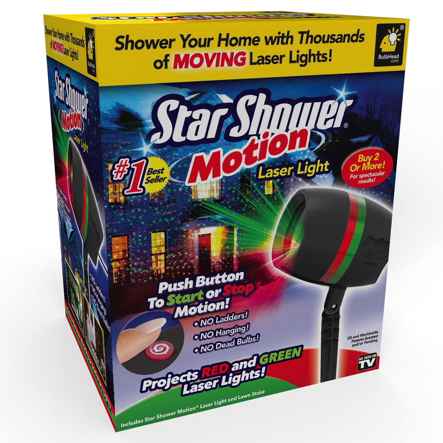 10639-6 BulbHead Star Shower Motion Laser Lights Projector for sale online 