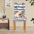 thumbnail image 4 of Yayeee 4 Pack Dining Chair Covers Stretch Parson Chairs Slipcovers Seat Protector, Light Sharks, 4 of 6
