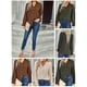 thumbnail image 4 of Cárdigan, Camisa de mujer de manga larga con cuello en V volantes botones elegante blusa informal Meterk Camello/Extragrande, 4 of 7