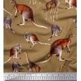 thumbnail image 1 of Soimoi Brown Cotton Duck Fabric Kangaroo & Giraffe Animal Printed Fabric 1 Yard 56 Inch Wide, 1 of 1