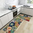 thumbnail image 3 of Colorful Boho Floral Kitchen Rugs Mats for Floor Bohemian Vintage Watercolor Flower Kitchen Rug Anti Fatigue Non Slip Cushioned Comfort Standing Mat, 17.3x28+17.3x47 inch, 3 of 6
