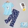 thumbnail image 2 of FUNDUFI Women Cotton Pajamas Set Short Sleeve Top Capri Pants Sleepwear Pyjamas Plus Size Cozy Homewear, 2 of 7