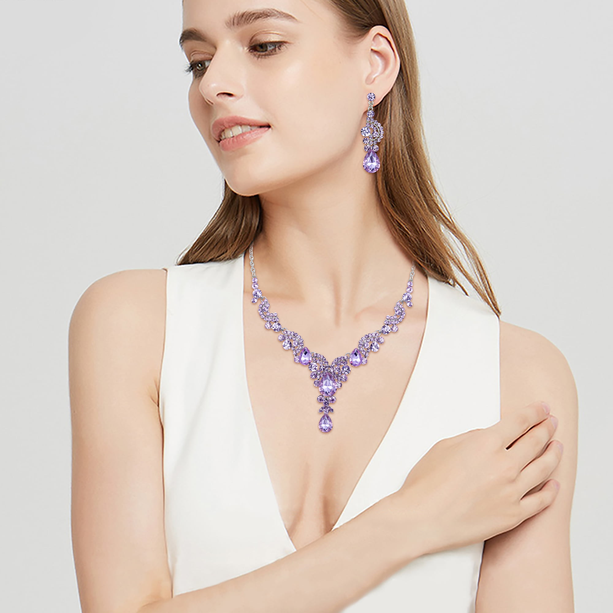Amazon.com: Women Fashion Earrings Diamond Dangling Crystal Earrings Petal  Drop Tassel Earrings Big Earring (Purple, One Size) : Clothing, Shoes &  Jewelry