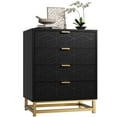 thumbnail image 2 of Ataucjin Black Dresser, 4 Drawer Dresser for Bedroom, Wood Dresser＆Chest of Drawers, Modern Dressers with Gold Metal Handles for Living Room, Hallway, Entryway, 2 of 7