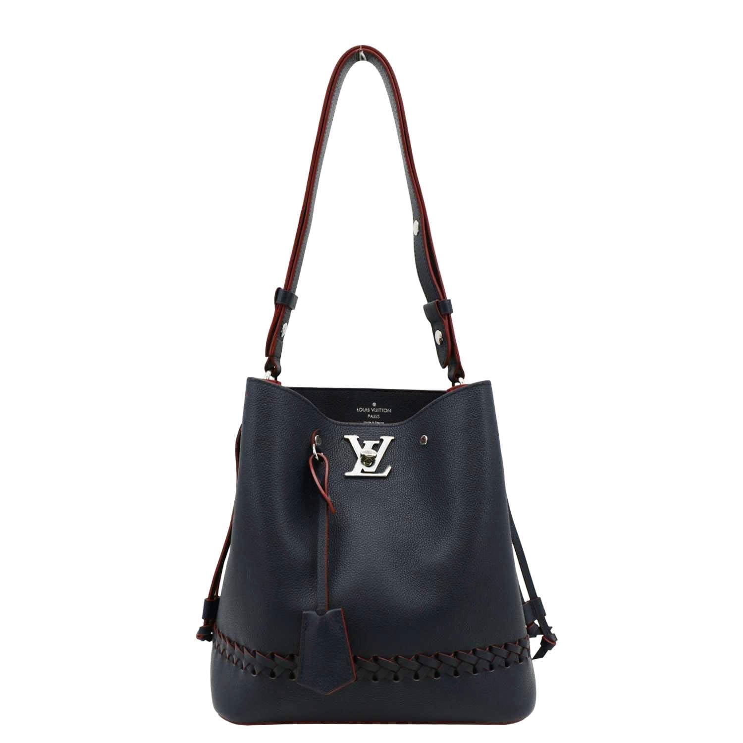 Pre-Owned LOUIS VUITTON Lockme Braided Leather Shoulder Bucket Bag 