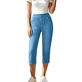 thumbnail image 2 of LEKWK Skinny Capri Jeans for Women Stretch High Rise Comfy Denim Pants with Pockets Slim Fit Pull on Capris Cropped Pants Summer Fashion Casual 0utfits, 2 of 9