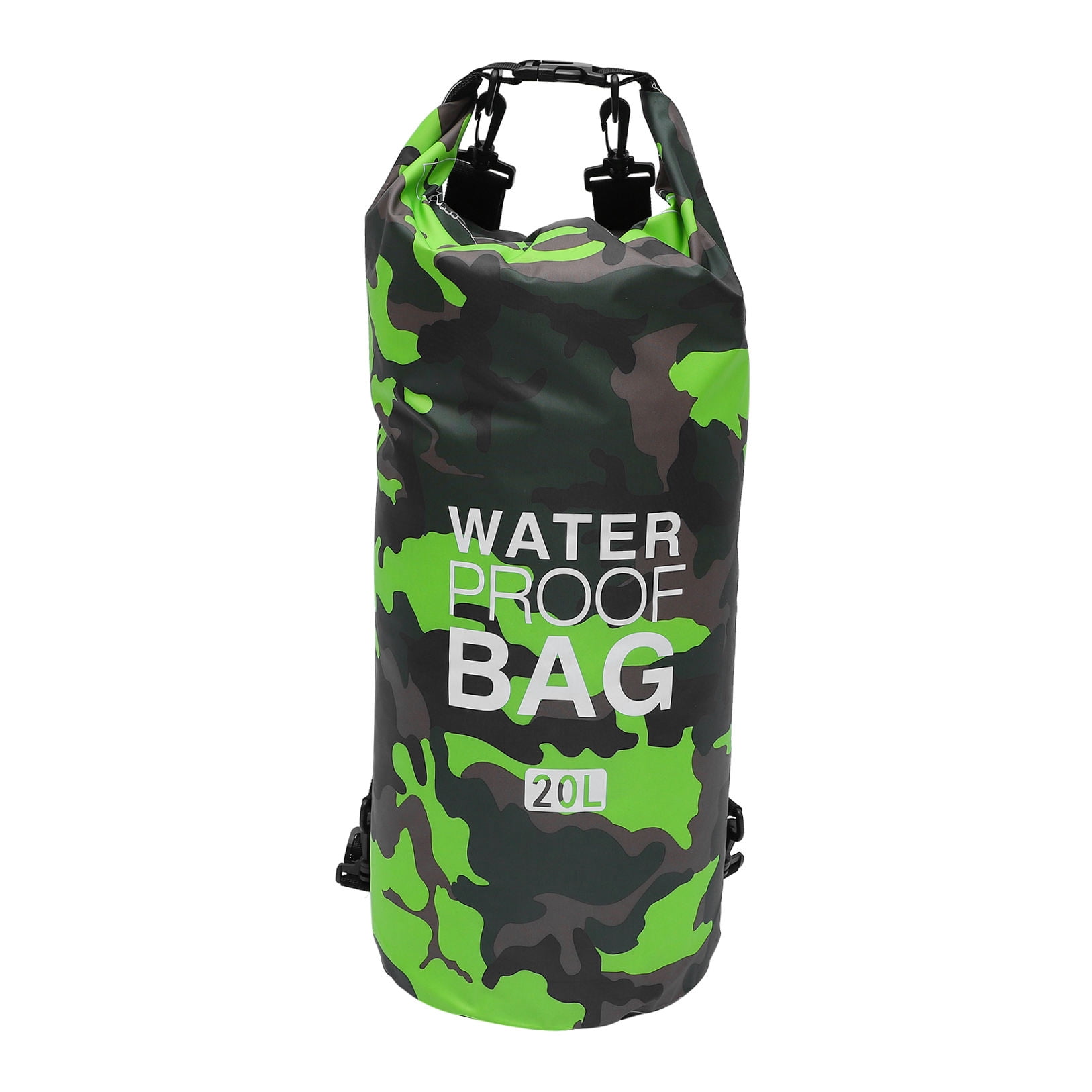 FOLOYORI 1Pc Outdoor Waterproof Bag Green PVC Bucket Style Portable Storage Pouch for Camping Beach and Hiking