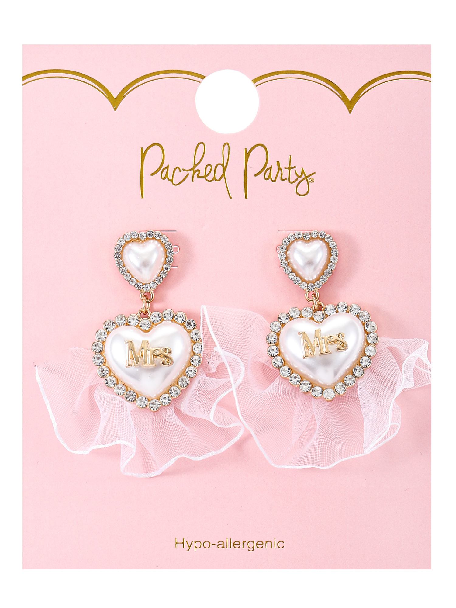 Packed Party Goldtone From Ms. to Mrs. Earrings, Female, Bridal Theme, 1 Pair