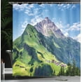 thumbnail image 4 of Ambesonne Nature Shower Curtain, Spring Scene Mountain, 69"Wx84"L, Green Blue, 4 of 5
