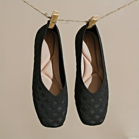 

Women s Solid Color Flats Metalic Buckle Decor Soft Sole Lightweight Shoes Versatile Square Toe Shoes