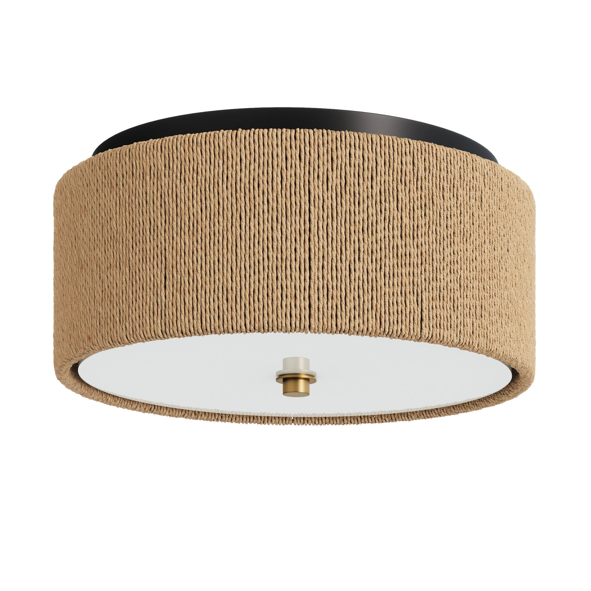 Nathan James Juluca Boho Light Fixture, Flush Mount Ceiling Light with Frosted Glass Diffuser, Rustic Boho Ceiling Light with Seagrass Shade