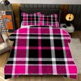 thumbnail image 2 of Pink And Black Plaid Pattern Comforter Set Full Size Bedding Set For Travl Bedroom Decor Quilt With 2 Pillow Cases, 2 of 5