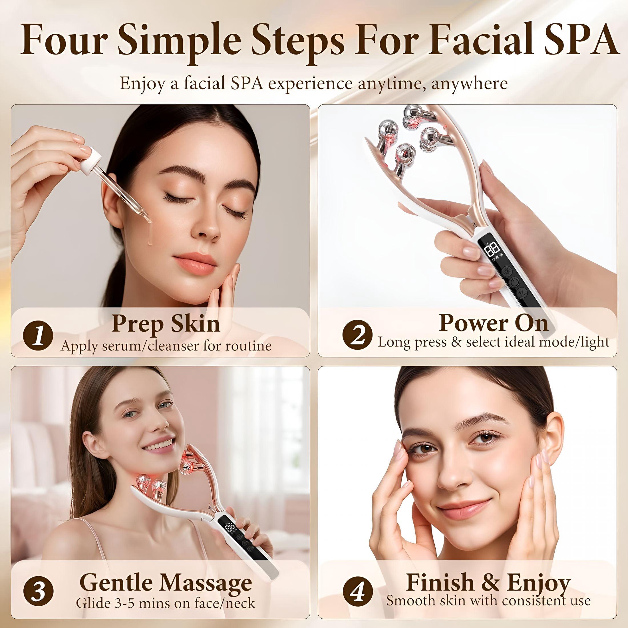 RAGUPEL Face Massager Tool with Red Light,Facial Roller Skin Care Tool for Women,Rechargeable Face Roller for Facial Contour Massage,Beauty Device for Face,Neck,Arms & Legs,Portable for Home Use