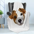 thumbnail image 4 of Jack Russell Soft Flannel Fleece Throw Blanket, Detailed Portrait of Hand Drawn Dog Animal Lover Puppy, Cozy Plush for Indoor and Outdoor Use, 70" x 90", Brown White, by Ambesonne, 4 of 5