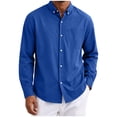 thumbnail image 2 of Men's Long Sleeve Tee Shirts Summer Collar Thin Style Solid Color Button Shirt with Pocket Casual Stylish Loose Lightweight Work Shirt, 2 of 7