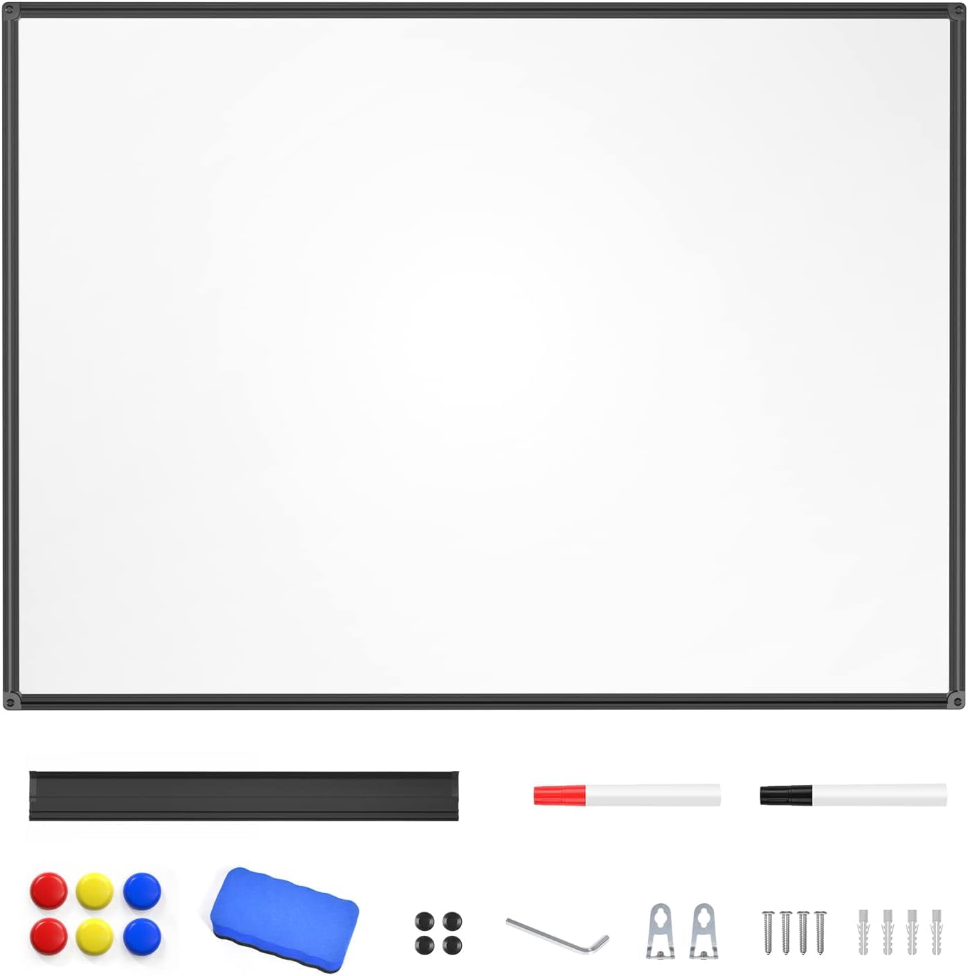 48" X 36" Magnetic Dry Erase Whiteboard with Black Aluminum Frame, Hanging Whiteboard for Home, School, Office, Kitchen