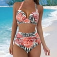 thumbnail image 2 of TOWED22 Womens Tummy Control Bathing Suits Twist Front Two Piece Swimsuit Lace Up Tie Back Bathing Suits（Watermelon Red,M）, 2 of 5