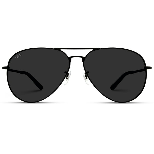 WearMe Pro - Classic Full Black Polarized Lens Metal Frame Men Aviator Style Sunglasses