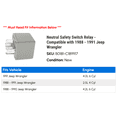 thumbnail image 2 of Neutral Safety Switch Relay - Compatible with 1988 - 1991 Jeep Wrangler 1989 1990, 2 of 2