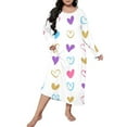 thumbnail image 5 of Hontri Moomoo Nightgowns for Women Plus Size Casual Sleep Dress Women's Plus Heart Print Long Sleeve Round Neck Medium Stretch Loose Nightdress-Moo Moos for Women, 5 of 6