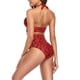 thumbnail image 4 of Traje de baño con estampado de leopardo, 2 piezas, traje de baño para mujer, conjunto de bikini con tiras y cuello halter, tankini para mujer, muy recomendado, 4 of 6