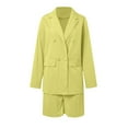 thumbnail image 4 of RMGVDSD Womens 2 Piece Blazer Shorts Set Long Sleeve Double Breasted Suit Jackets And Shorts Suit Business Outfits Women Shorts Sets Beachwear, 4 of 6