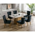 thumbnail image 6 of KCC Velvet Tufted Dining Chairs Set of 6, Back Pull Ring & Nailhead Trim, Gold Stainless Steel Leg Upholstered Side Chairs for Kitchen & Dining Room, Black, 6 of 9