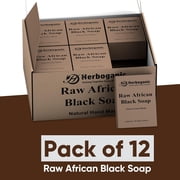 Herboganic Raw African Black Soap 6 Oz, (Pack of 12)