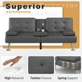 thumbnail image 5 of Homall Futon Sofa Bed Faux Leather Couch Modern Convertible Folding Recliner with 2 Cup Holders, 5 of 7