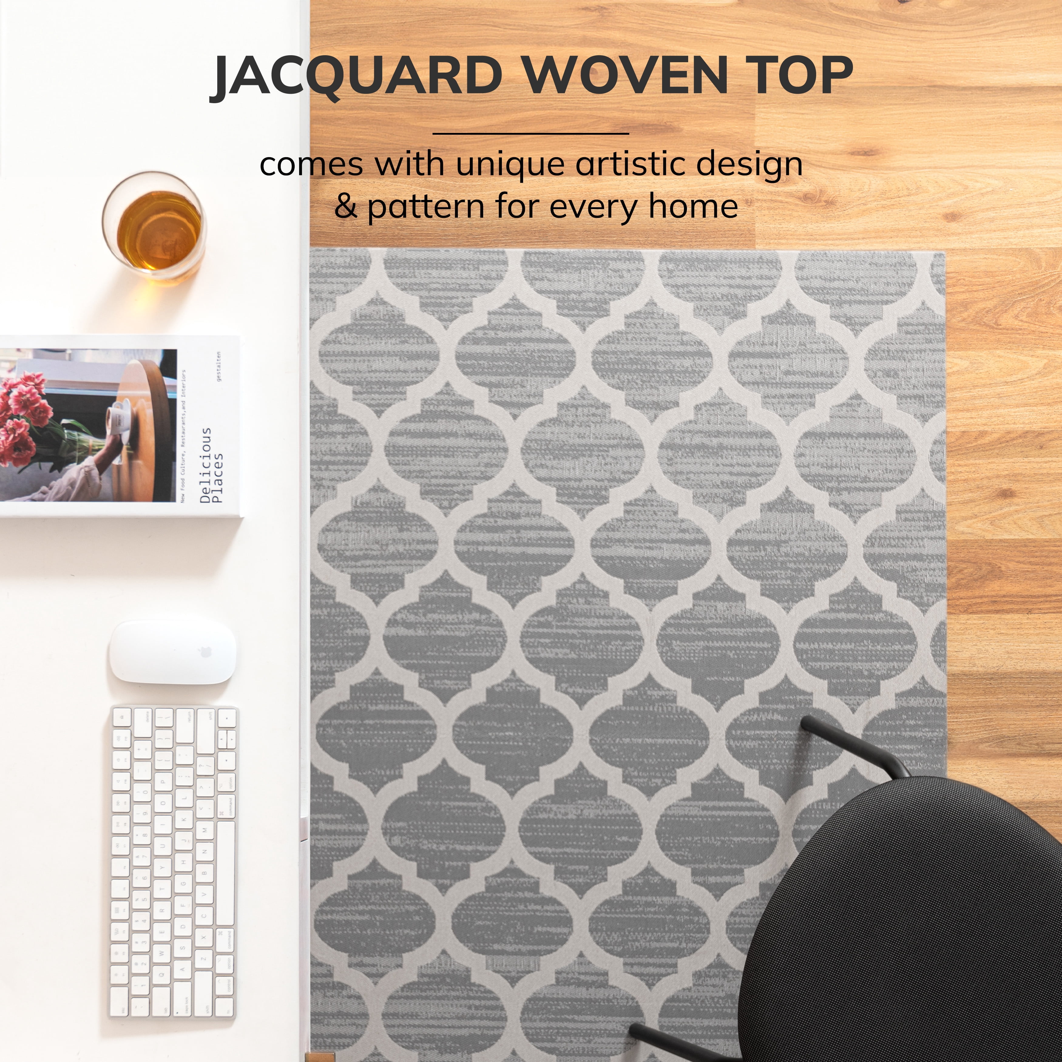 40" x 54" Mitte Gray & Beige 1/2" Rug’d Chair Mat™