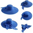 thumbnail image 2 of Sombrero de paja con lazo grande para mujer de 5,5 pulgadas, grande, flexible, plegable, enrollable, gorra de playa, sombrero para el sol UPF 50+ (azul) BANYUO  Electrónica, 2 of 5