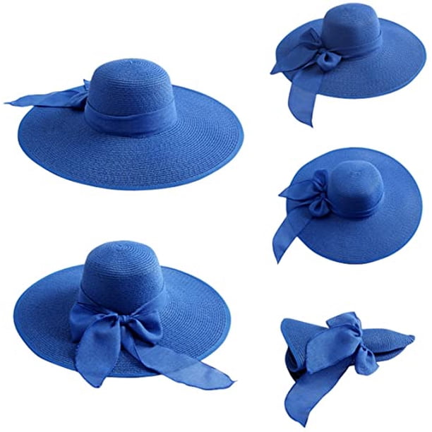Lanzom Sombrero De Paja Plegable Ala Ancha 14 Cm – Protección Solar UPF 50+ Para Playa Y Jardín